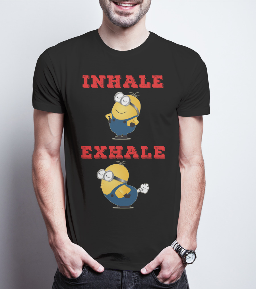 Minions Inhale Exhale Yoga Humor Despicable Me T-Shirt