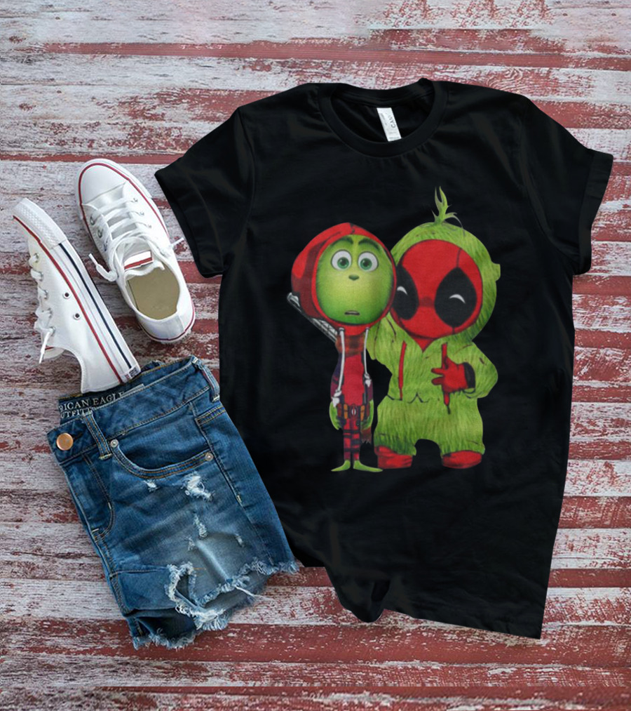 Baby Deadpool And Grinch Mashup Playful Duo T-Shirt