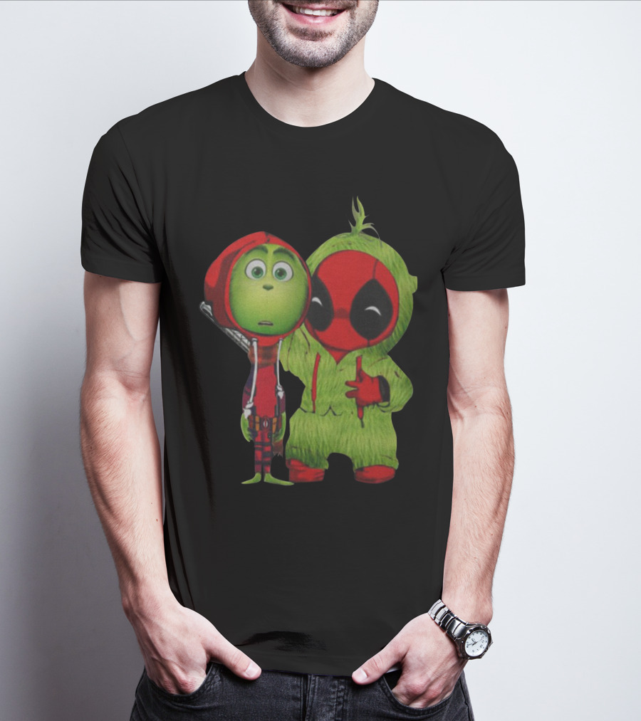 Baby Deadpool And Grinch Mashup Playful Duo T-Shirt