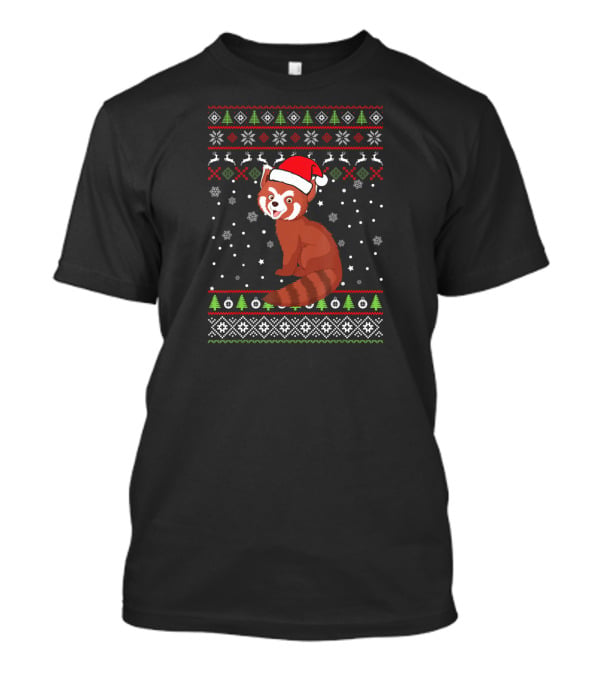 Christmas Red Panda Santa Hat Snowflakes Family Group T-Shirt