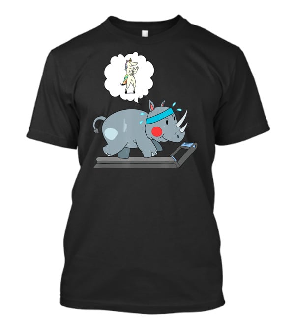 Rhino Running Cardio Unicorn Dream Funny Fitness T-Shirt