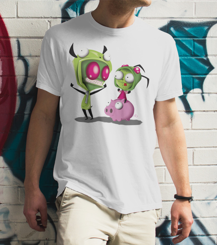 Cosplay Invader Zim Gir Halloween Characters On Pig T-Shirt