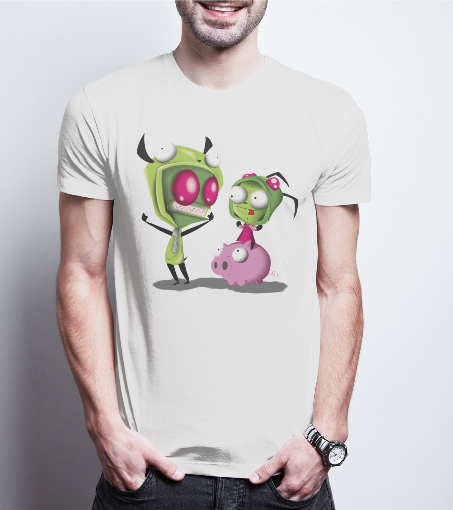 Cosplay Invader Zim Gir Halloween Characters On Pig T-Shirt