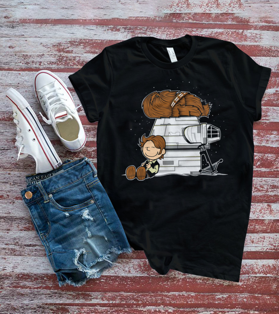 Peanuts Chewbacca Star Wars Snoopy Millennium Falcon T-Shirt