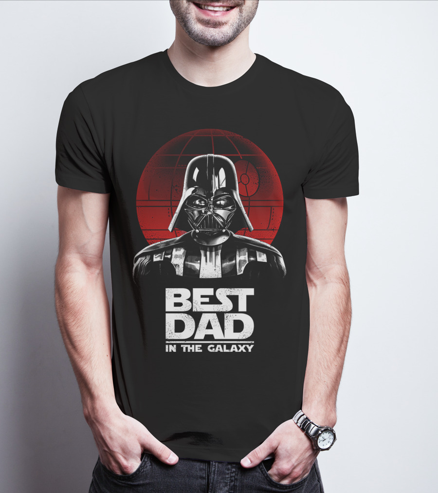 Best Dad In The Galaxy Father's Day Darth Vader Star Wars Death Star T-Shirt
