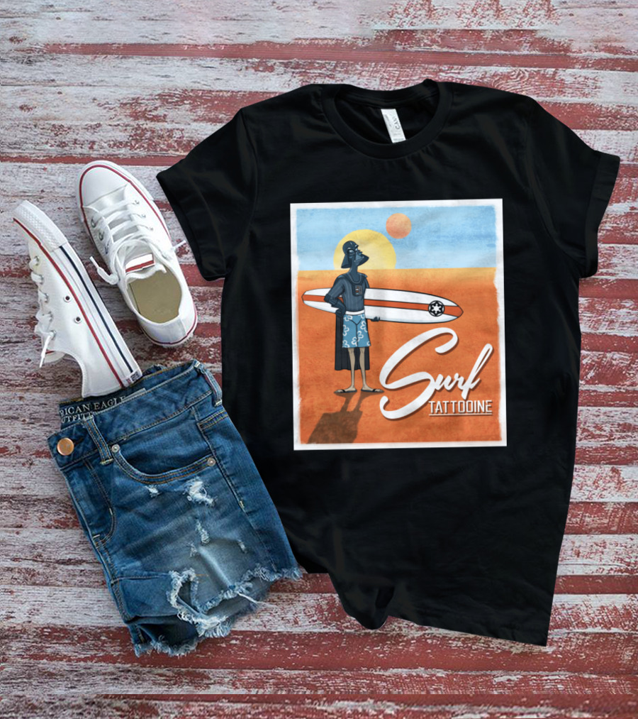 Surf Tatooine Darth Vader Star Wars Surfing Scene T-Shirt