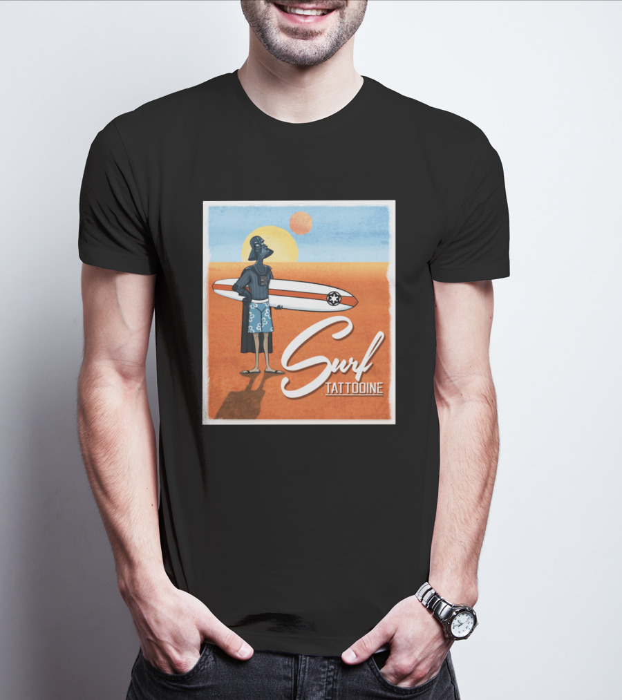 Surf Tatooine Darth Vader Star Wars Surfing Scene T-Shirt