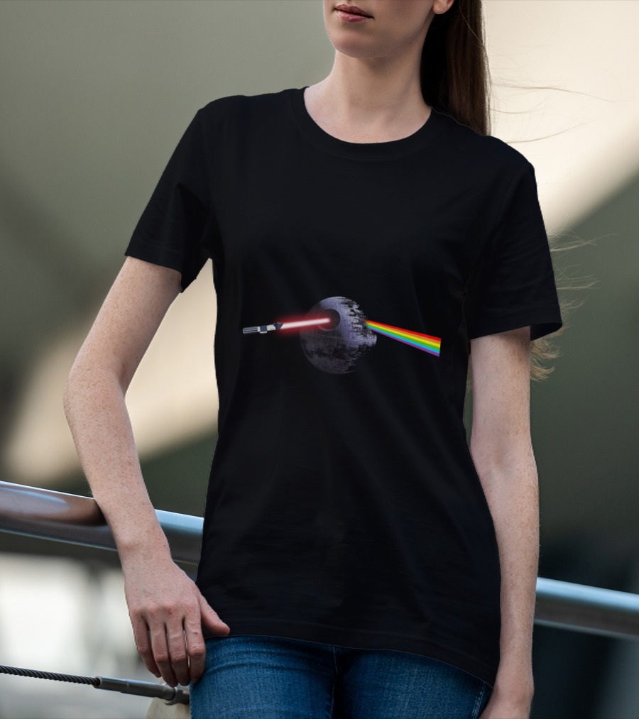 Dark Side Of The Death Star Wars Rainbow Prism T-Shirt