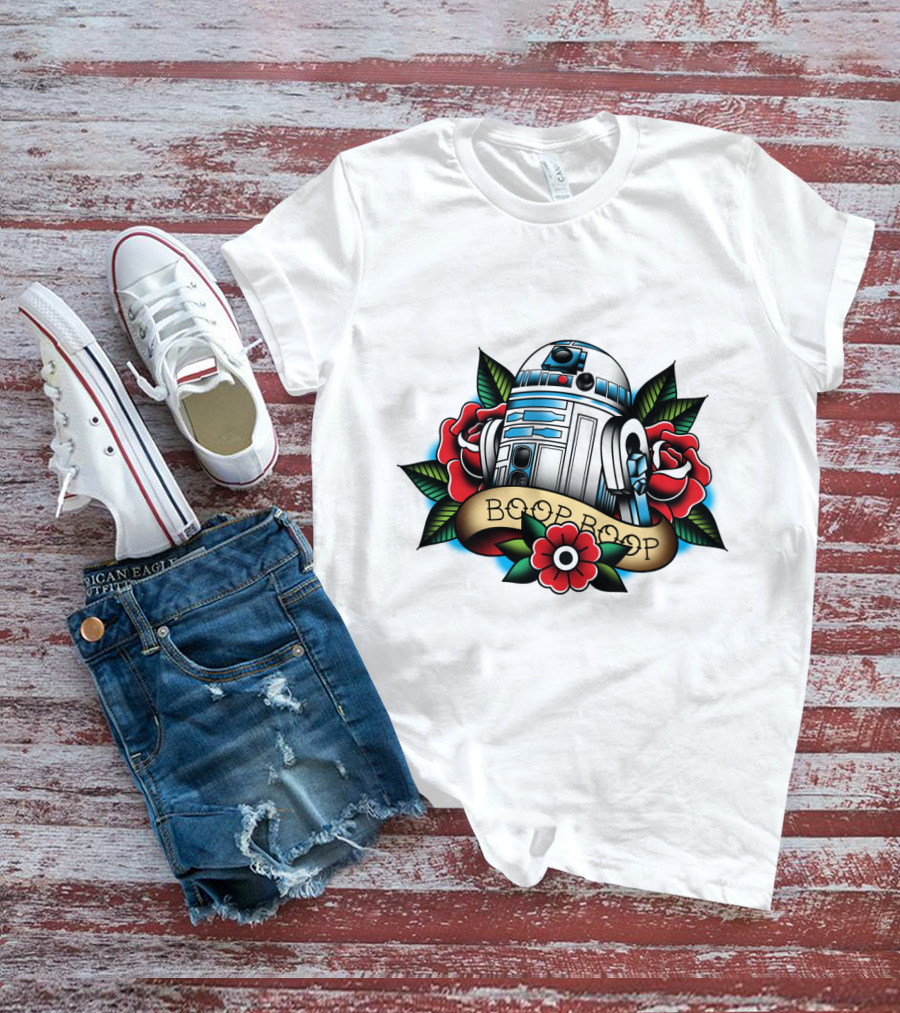 Boop Boop Floral R2 D2 Star Wars Roses Droids T-Shirt