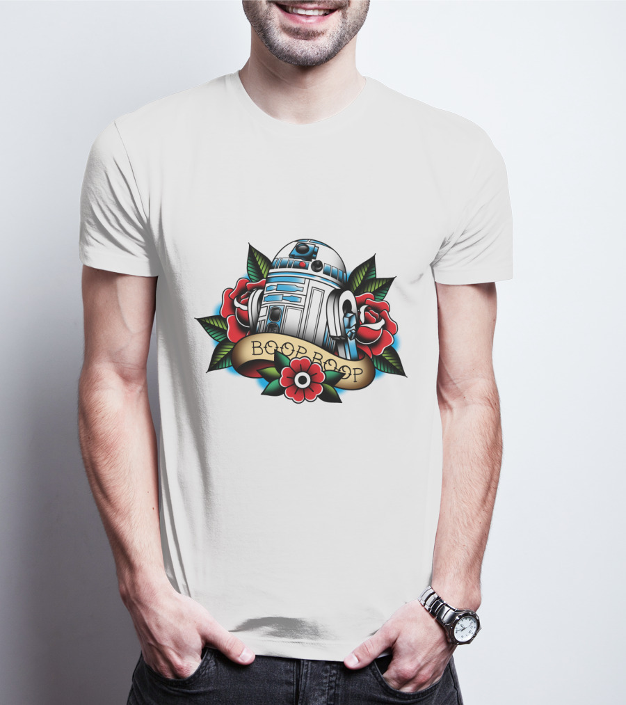 Boop Boop Floral R2 D2 Star Wars Roses Droids T-Shirt