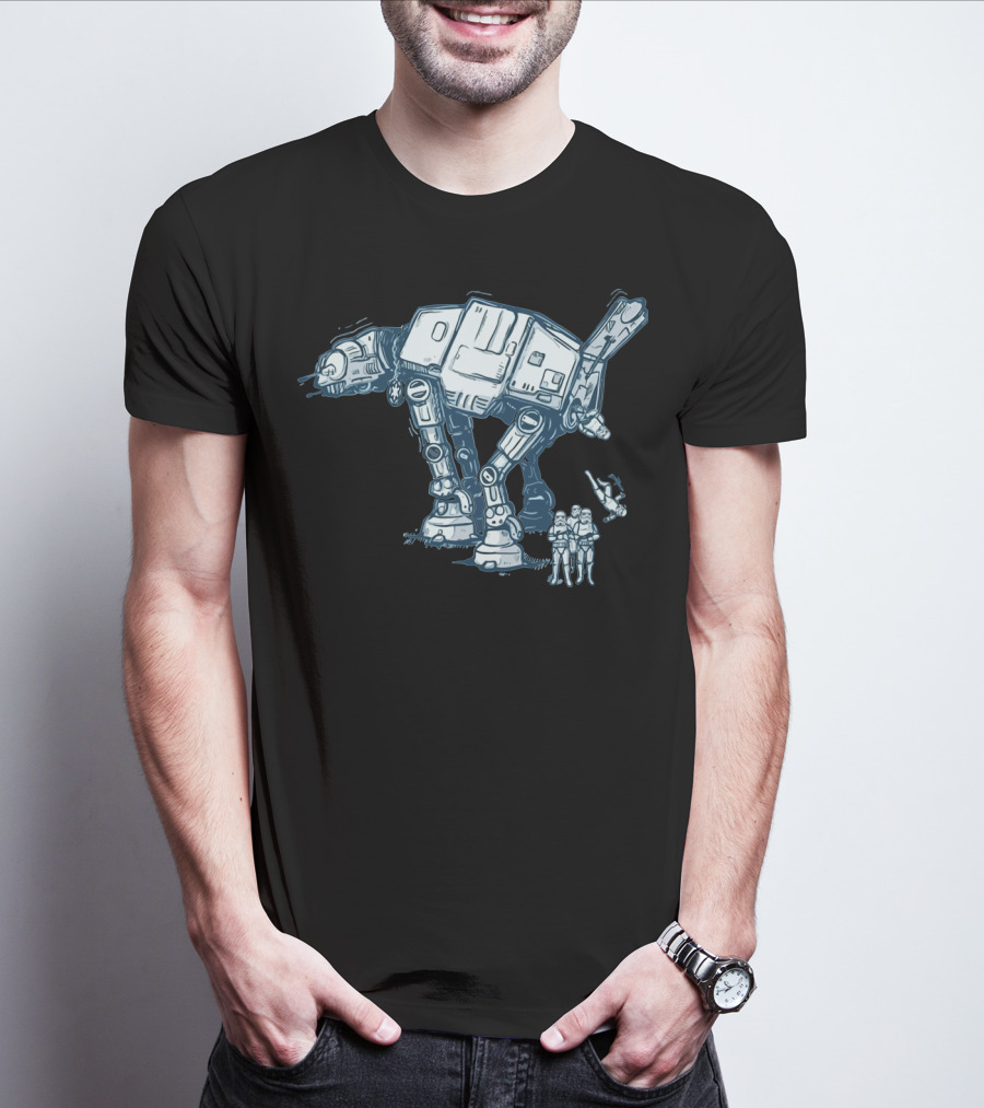 Funny AT AT Star Wars Droids With Stormtroopers And Imperial Walker T-Shirt