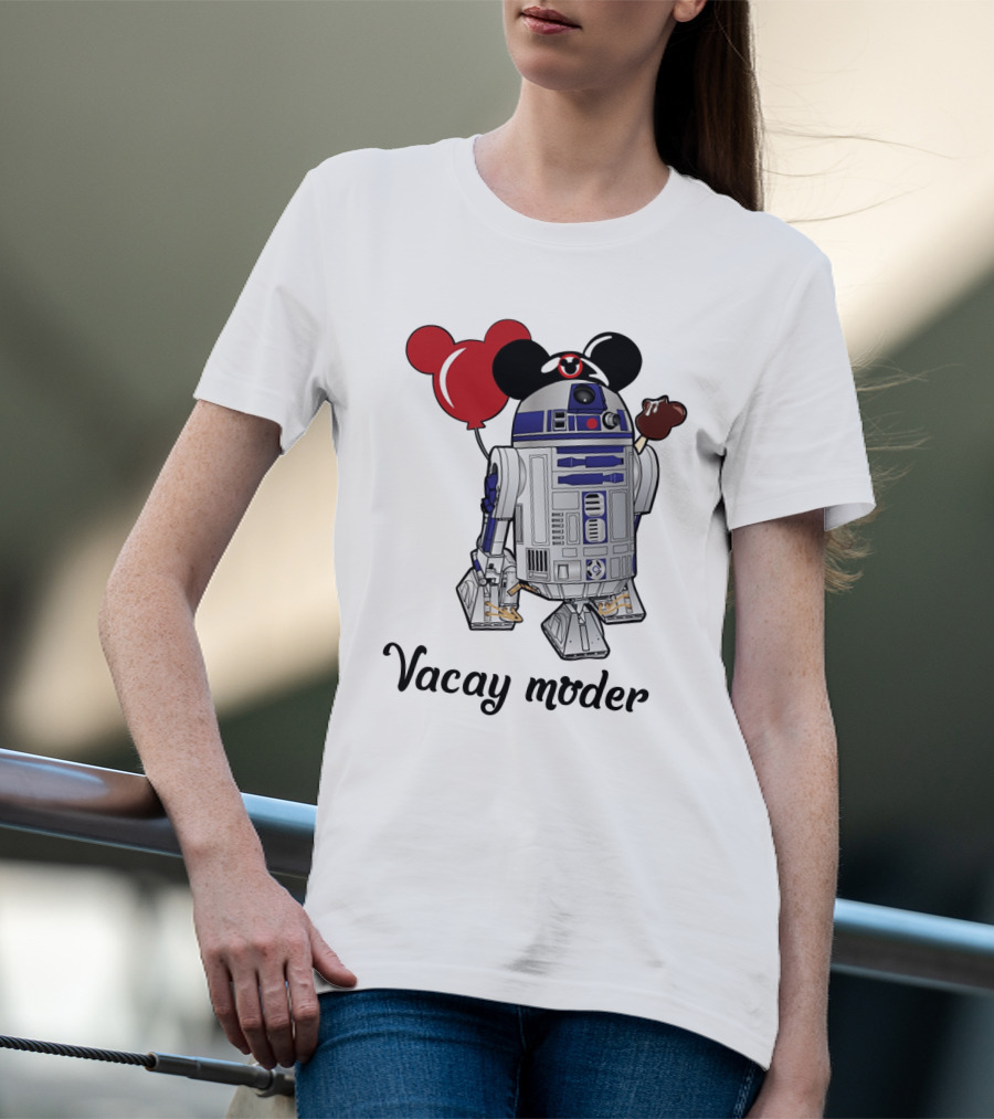Vacay Mode R2 D2 Droids Star Wars Mickey Balloon Ice Cream T-Shirt