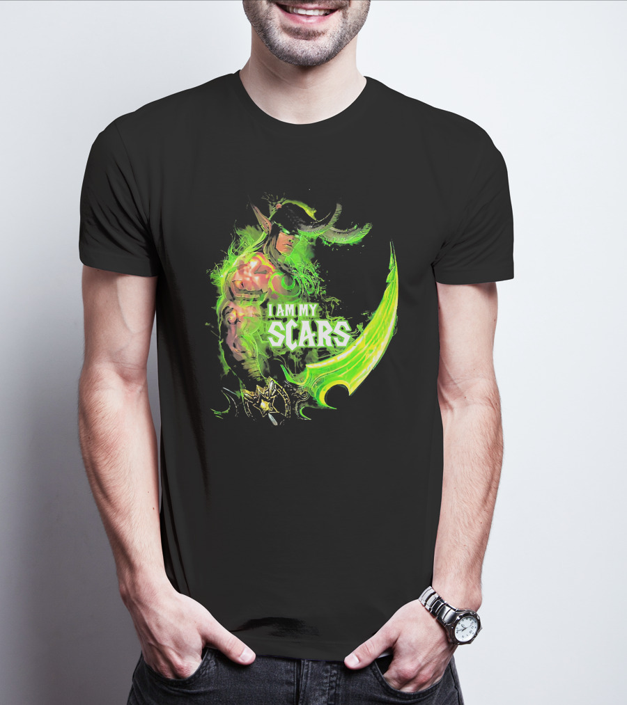 Ilidan I Am My Scars Warcraft Fantasy Character T-Shirt