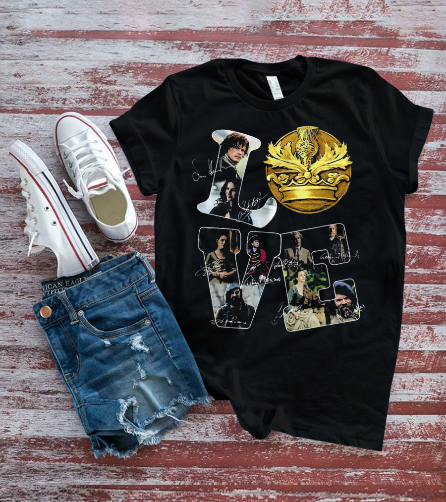 Love Outlander Crown Signature Cast Autographs T-Shirt