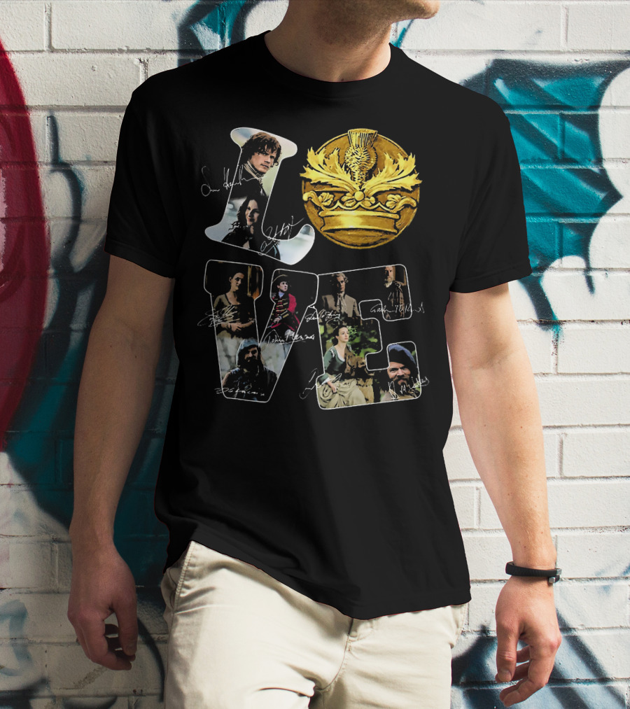 Love Outlander Crown Signature Cast Autographs T-Shirt