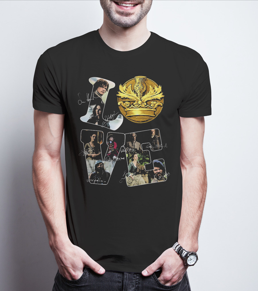 Love Outlander Crown Signature Cast Autographs T-Shirt