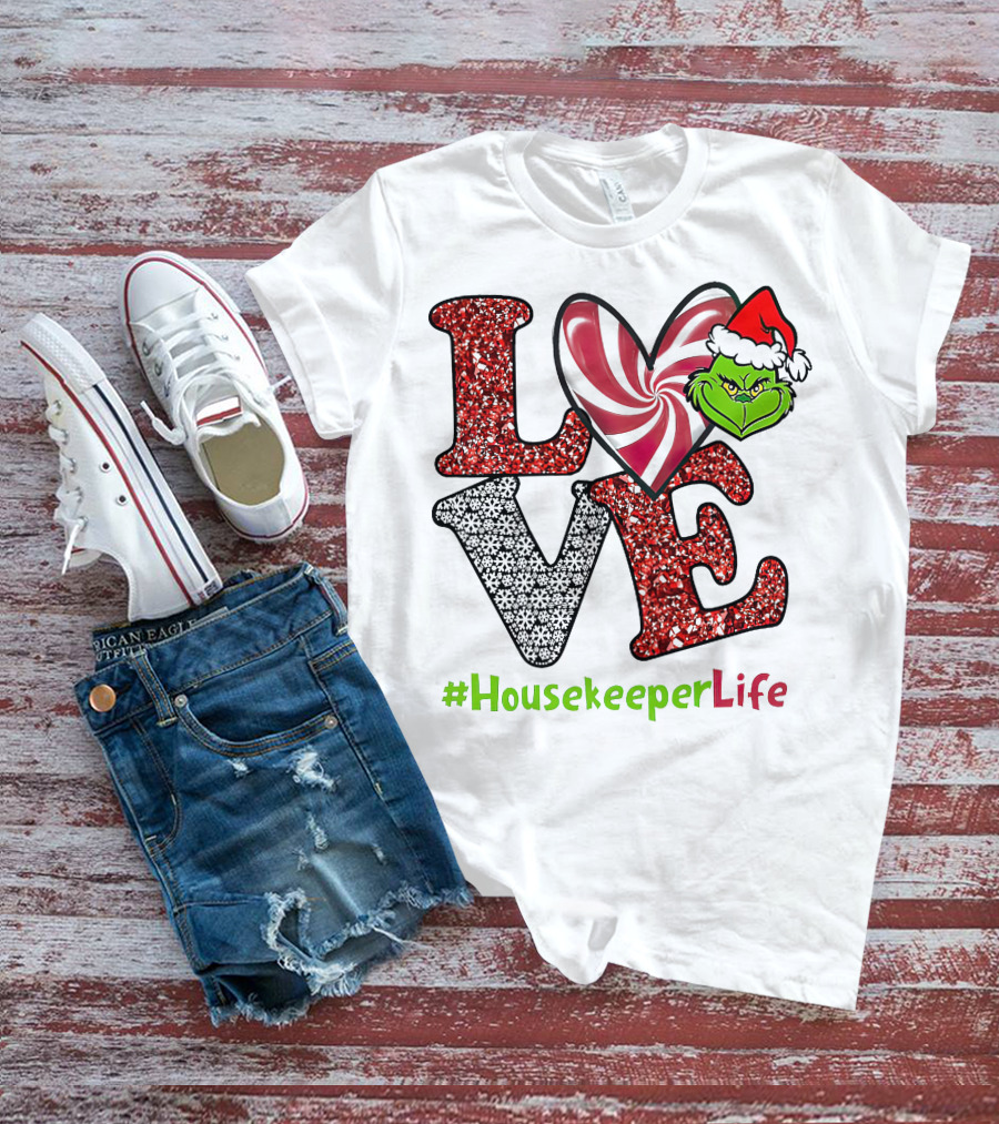 LOVE Grinch Heart #HousekeeperLife T-Shirt