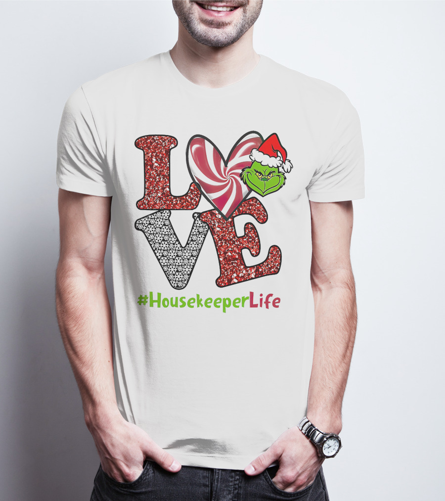 LOVE Grinch Heart #HousekeeperLife T-Shirt