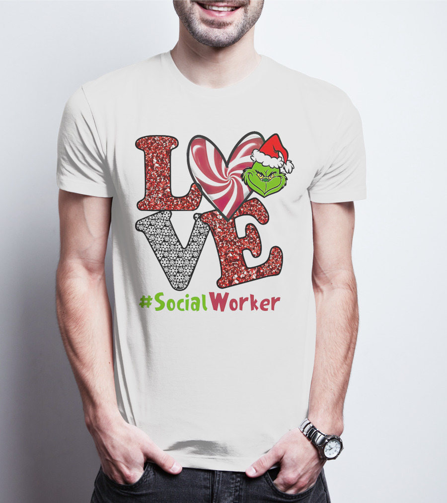 LOVE Grinch Heart #SocialWorker T-Shirt