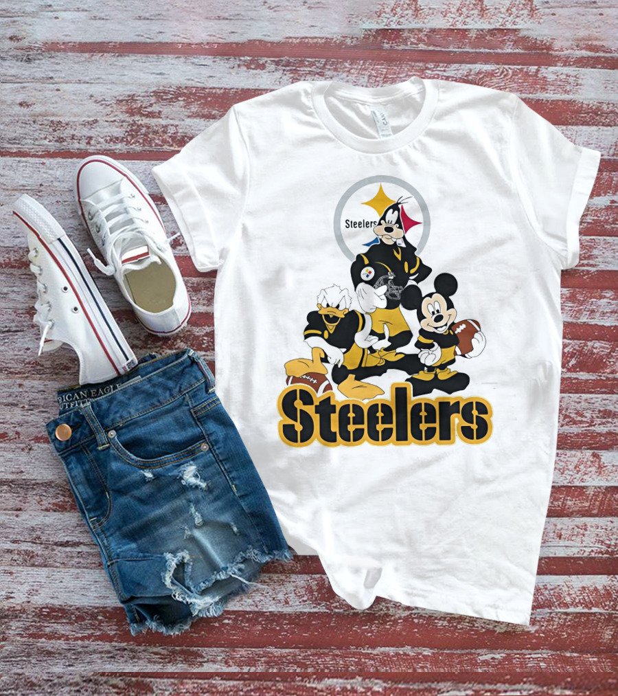 Mickey Donald Goofy Pittsburgh Steelers Football Characters T-Shirt