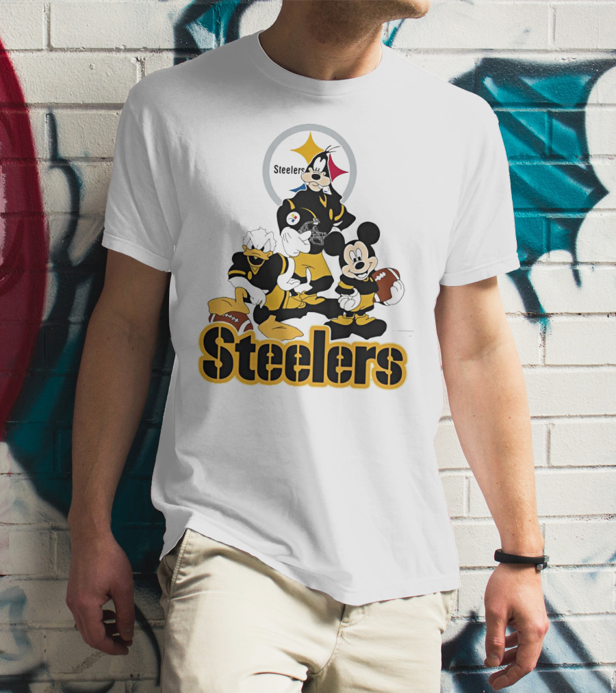 Mickey Donald Goofy Pittsburgh Steelers Football Characters T-Shirt