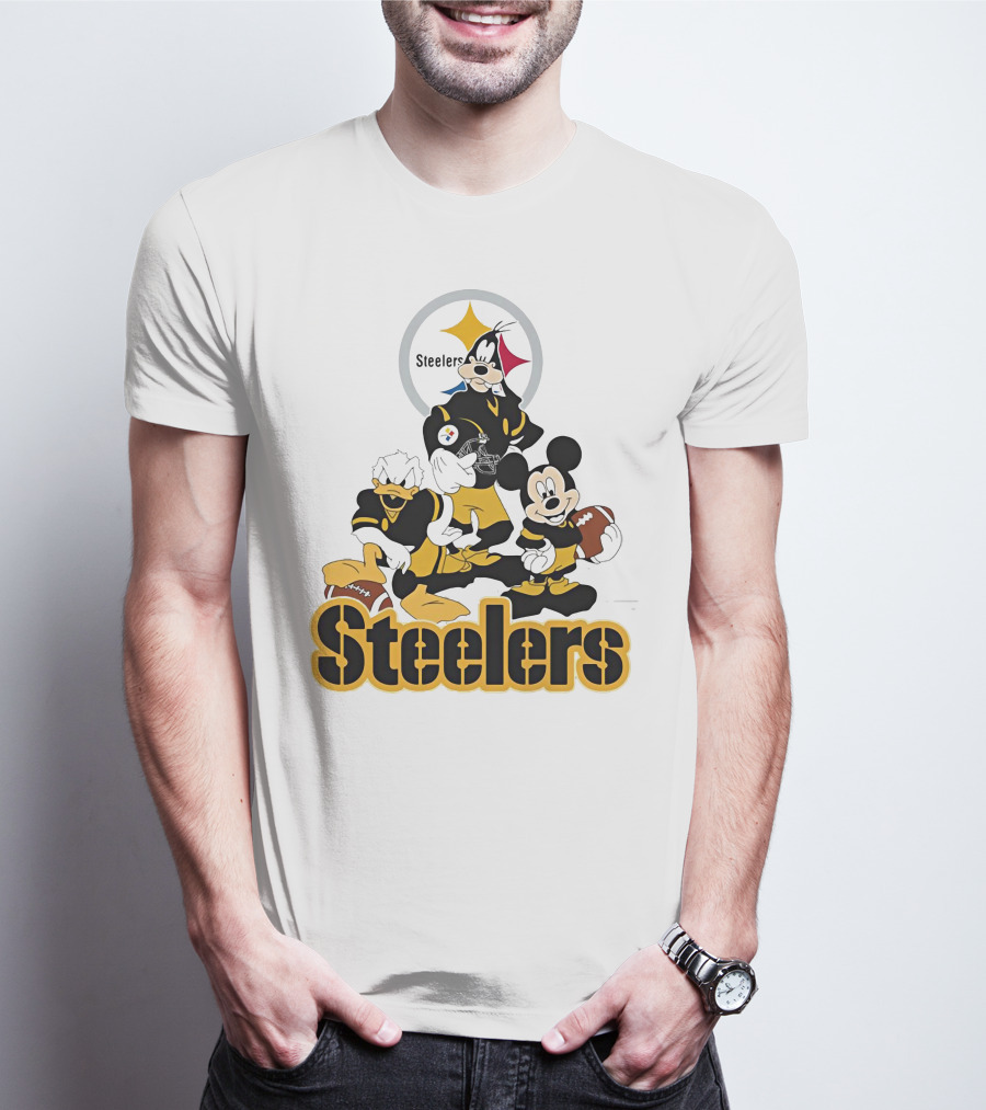 Mickey Donald Goofy Pittsburgh Steelers Football Characters T-Shirt
