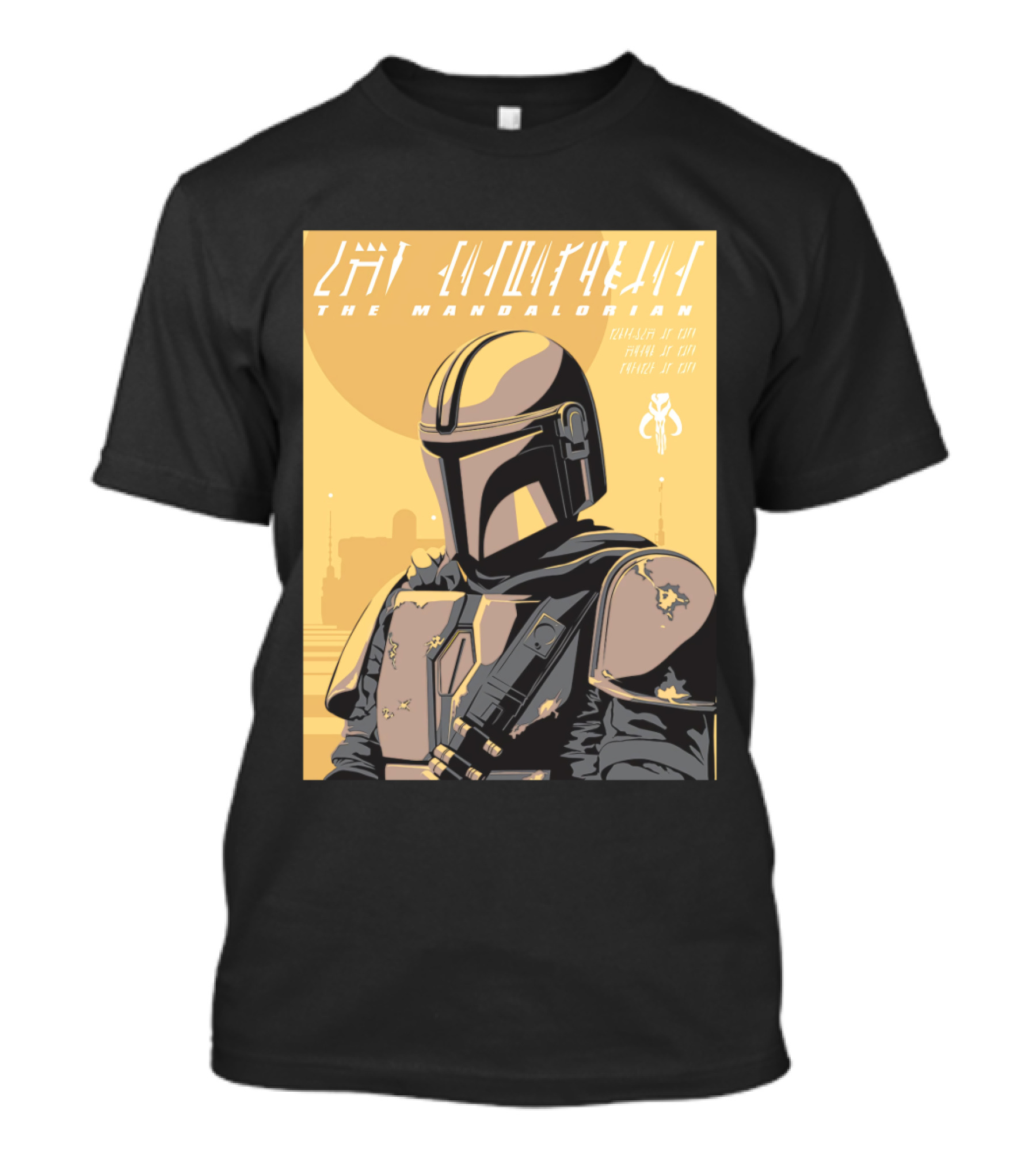 The Mandalorian Cell Shade Star Wars Bounty Hunter Art Deco T-Shirt