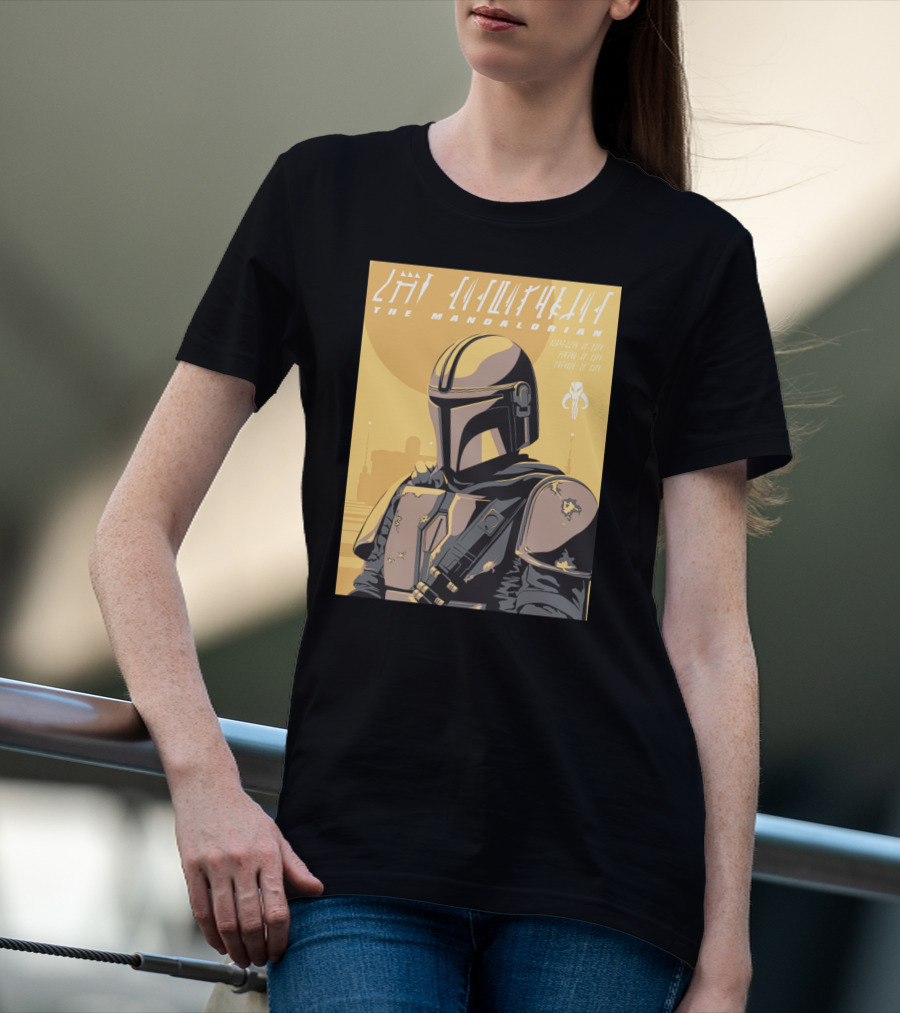 The Mandalorian Cell Shade Star Wars Bounty Hunter Art Deco T-Shirt