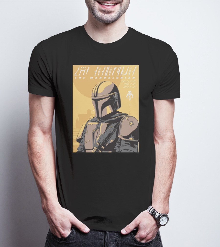 The Mandalorian Cell Shade Star Wars Bounty Hunter Art Deco T-Shirt