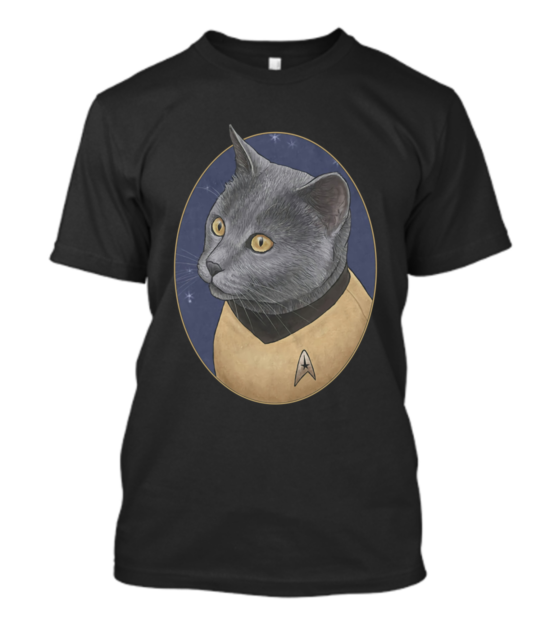 Star Trek Chekov Cat In Starfleet Uniform With Delta Badge T-Shirt