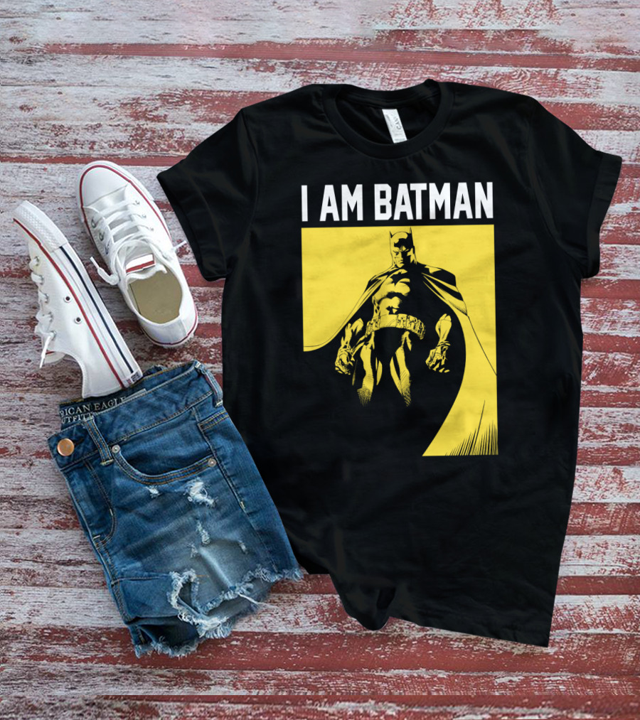 I Am Batman Yellow Black Bold Shadow T-Shirt