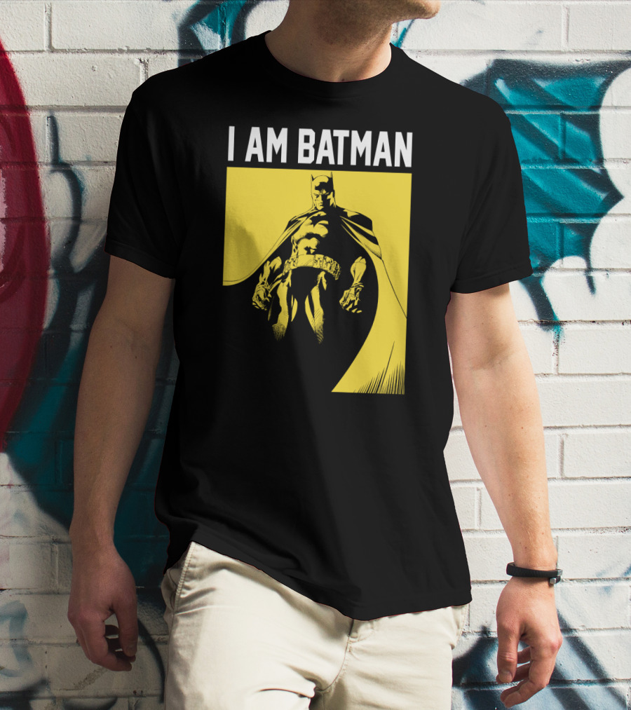 I Am Batman Yellow Black Bold Shadow T-Shirt