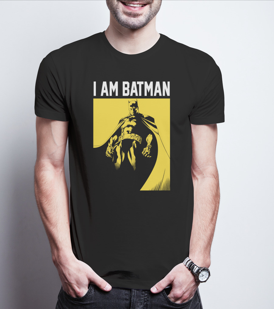 I Am Batman Yellow Black Bold Shadow T-Shirt