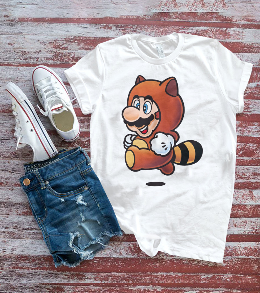 Tanooki Mario Super Leaf Power-Up Classic Look T-Shirt