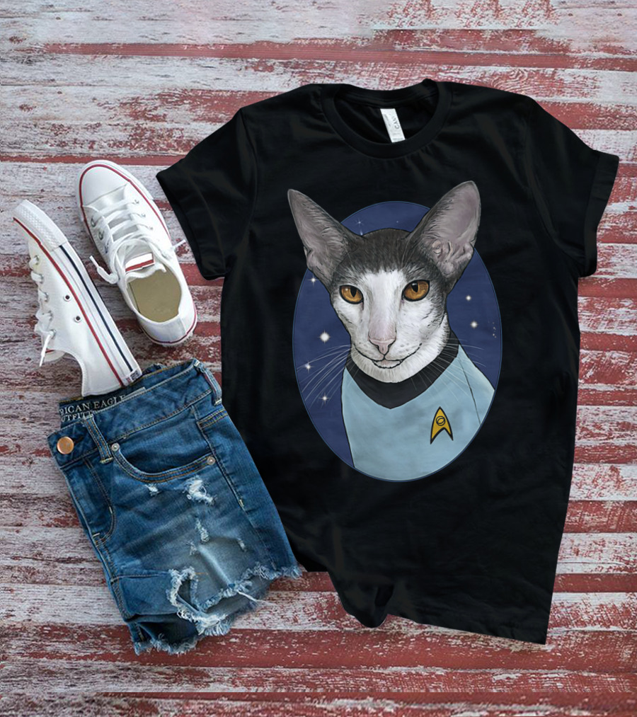 Star Trek Spock Cat With Starfleet Uniform And Vulcan Ears T-Shirt