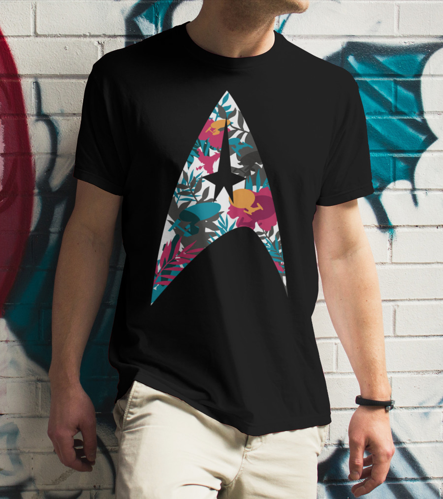 Tropical Starfleet Star Trek Floral Badge T-Shirt