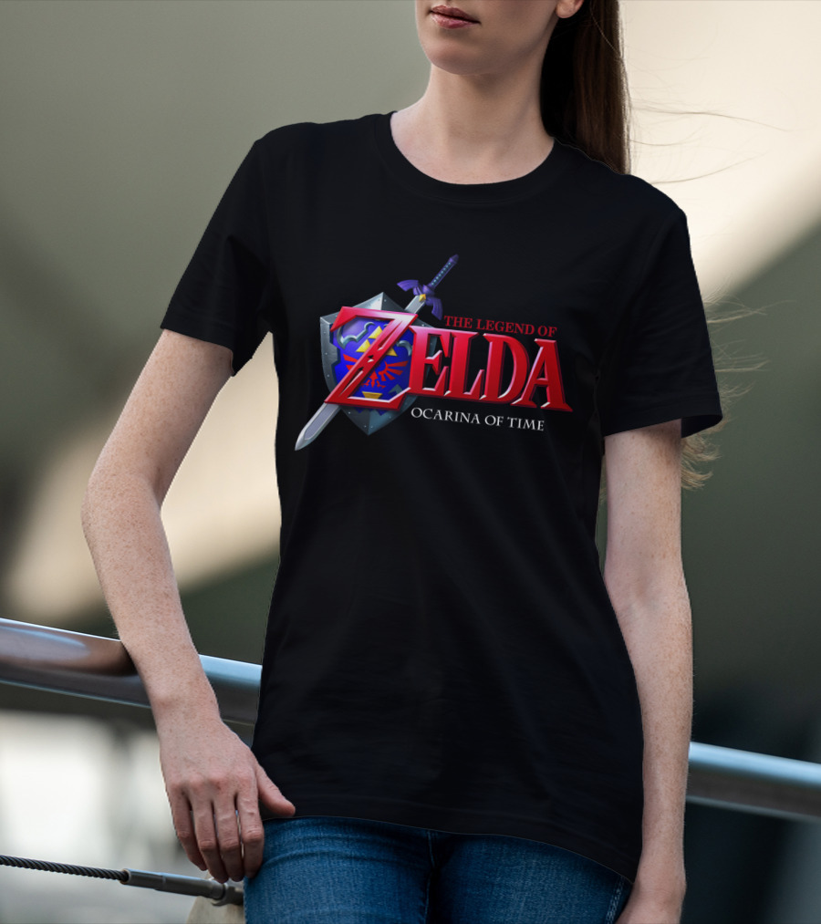 The Legend Of Zelda Ocarina Of Time Master Sword Hylian Shield Emblem T-Shirt