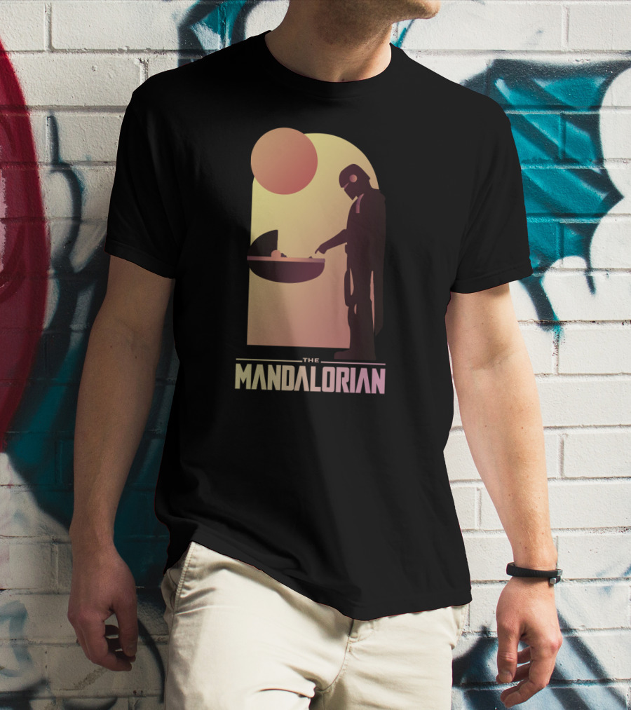 The Mandalorian Bounty Hunter Encounter Sunset Scene T-Shirt