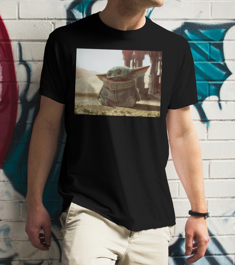 The Child Square Mandalorian Baby Yoda On Tatooine Desert T-Shirt