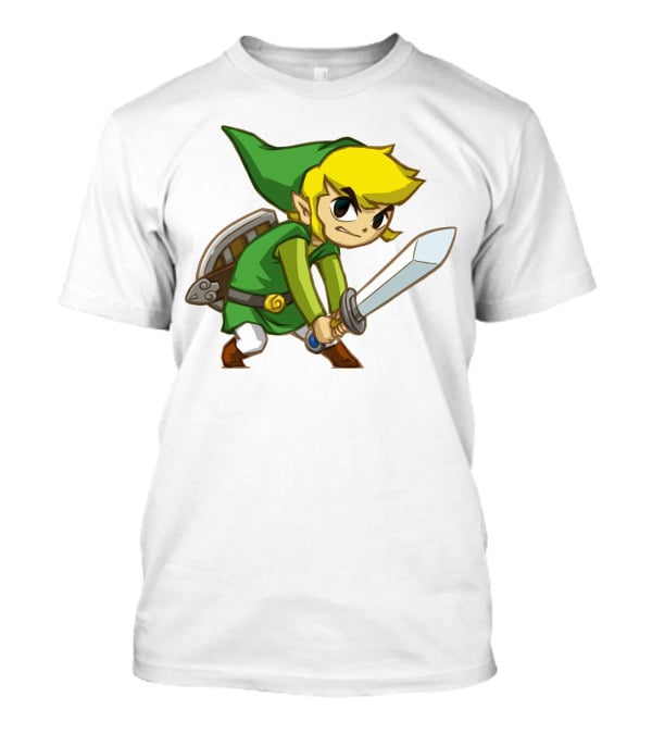 The Legend Of Zelda Link Holding Sword In Green Tunic And Hat T-Shirt