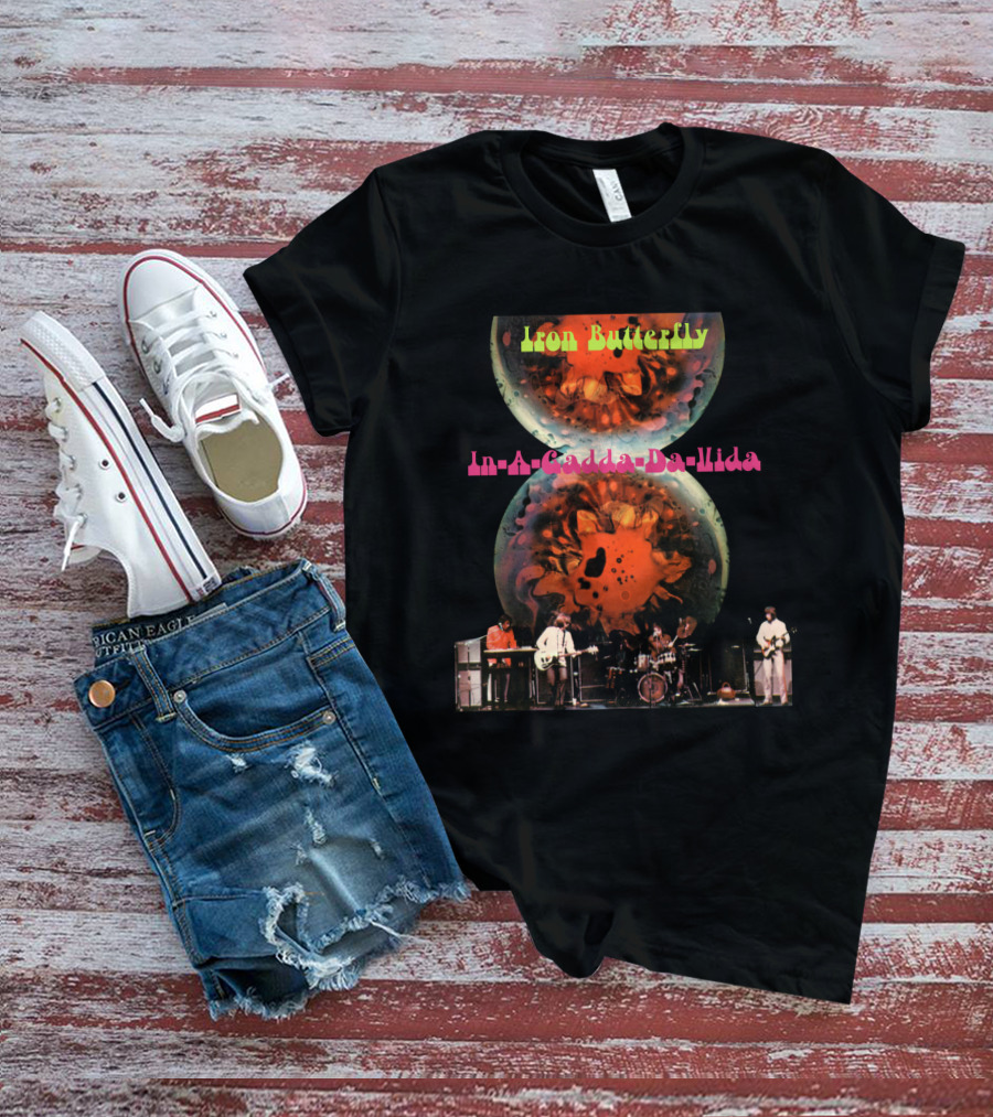 Iron Butterfly In-A-Gadda-Da-Vida Album Cover Retro Band Performance T-Shirt