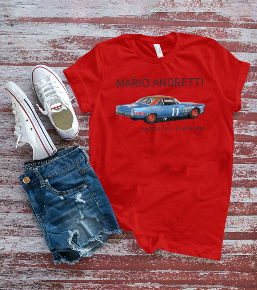 Mario Andretti 1967 NASCAR Ford Fairlane Holman Moody Racing Car Model T-Shirt