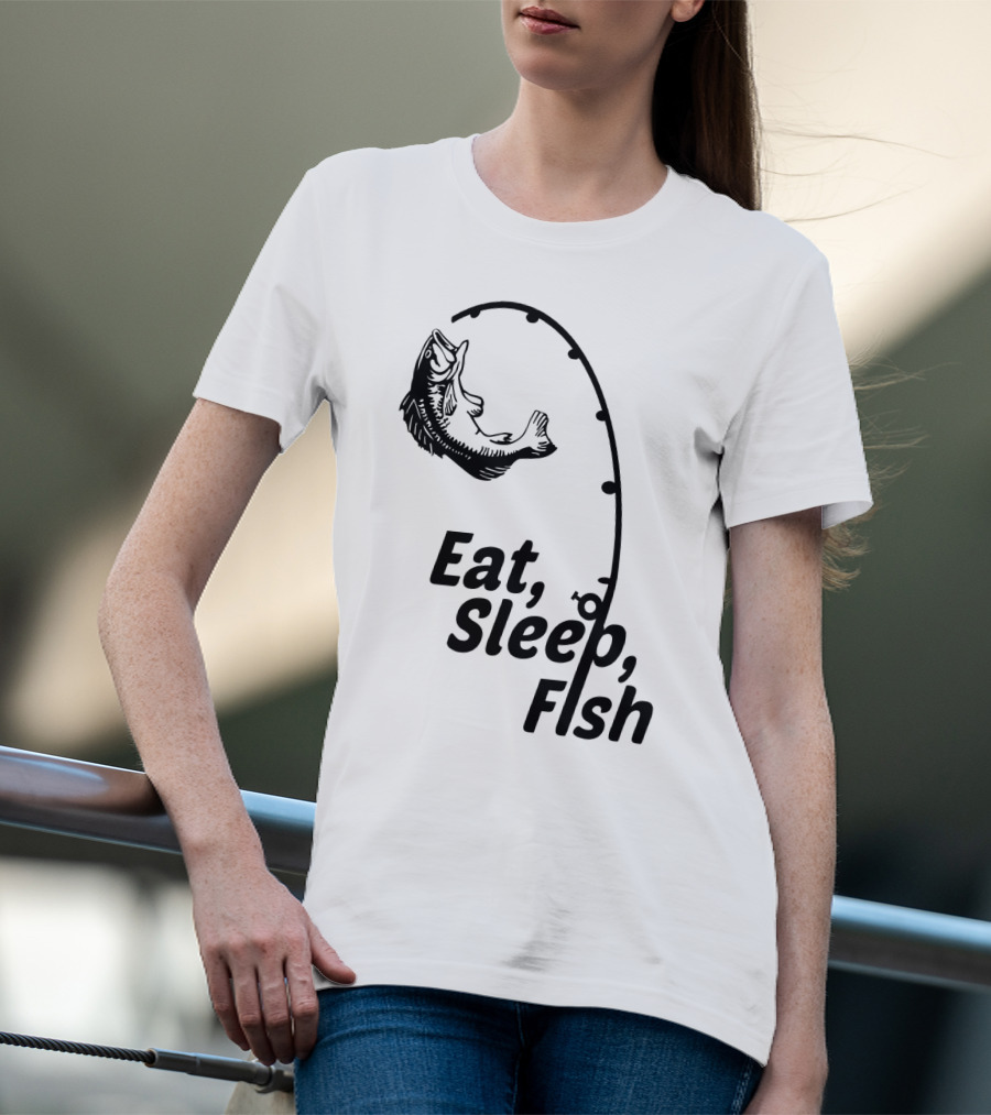 Eat Sleep Fish Fishing Rod And Jumping Fish T-Shirt
