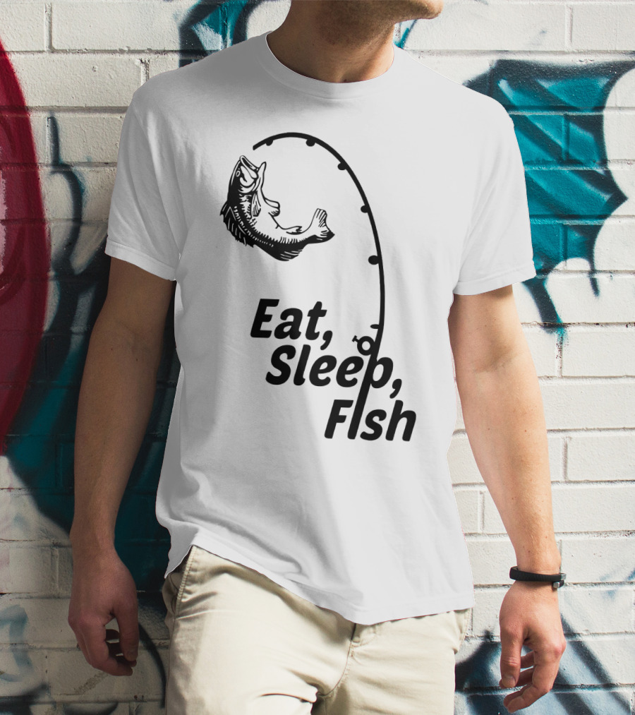 Eat Sleep Fish Fishing Rod And Jumping Fish T-Shirt