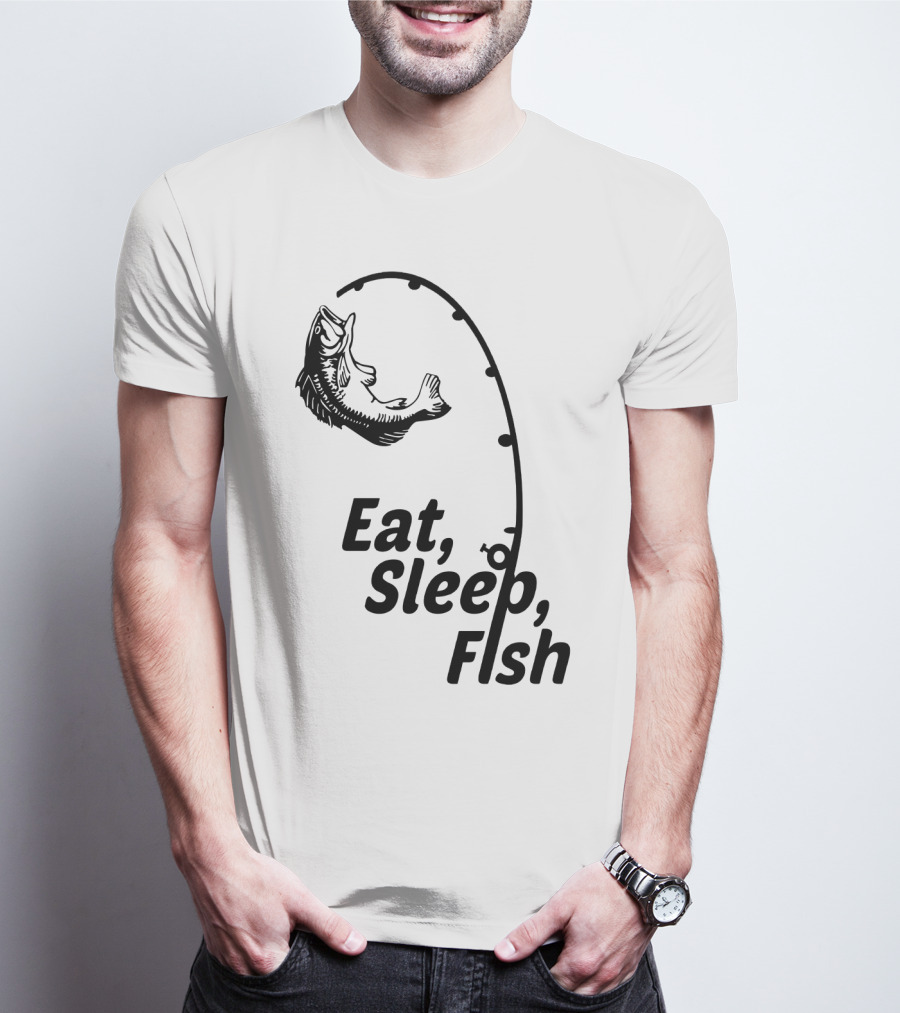 Eat Sleep Fish Fishing Rod And Jumping Fish T-Shirt
