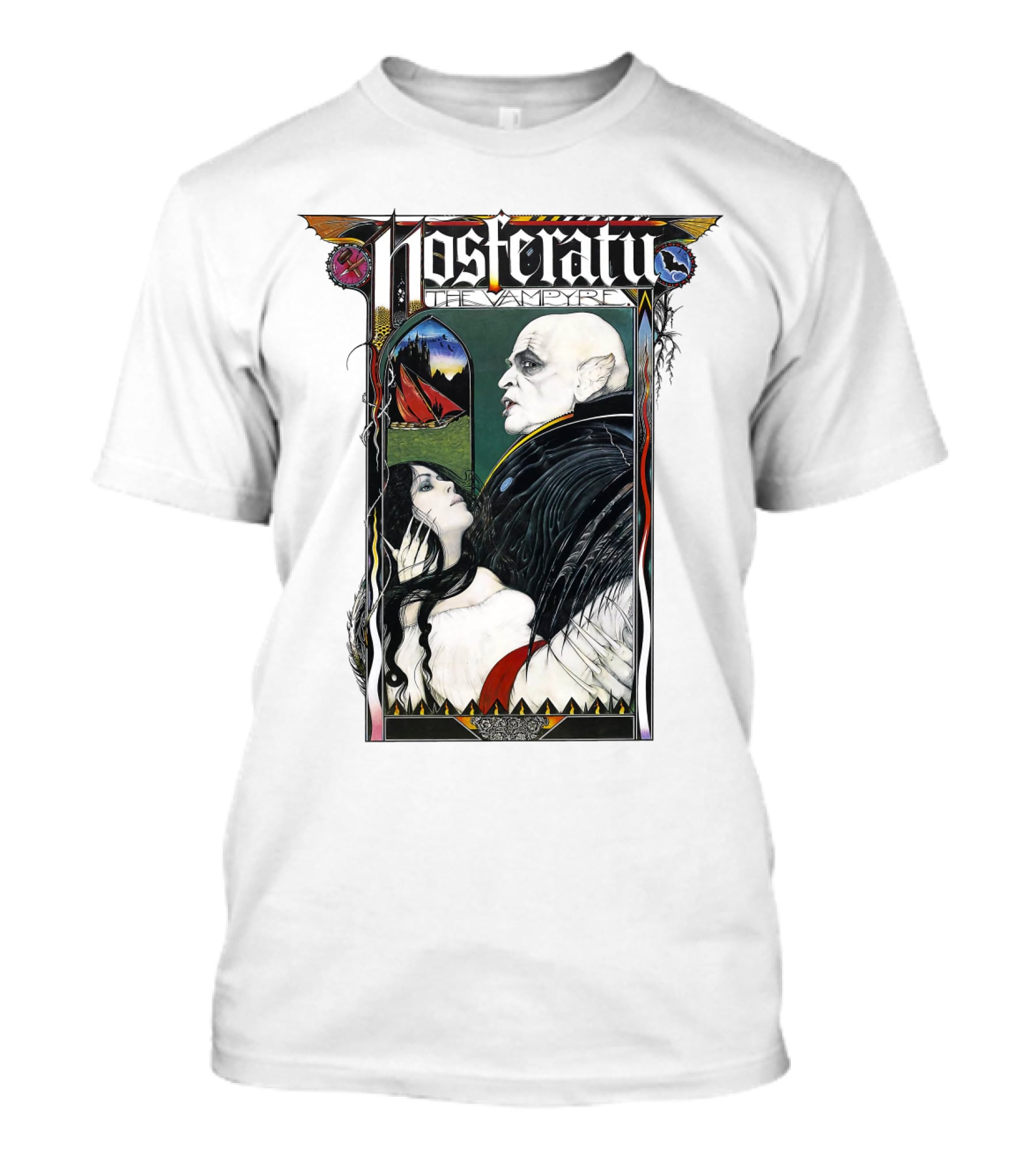 Nosferatu The Vampire Horror Classic Design With Gothic Imagery And Dramatic Portraits T-Shirt