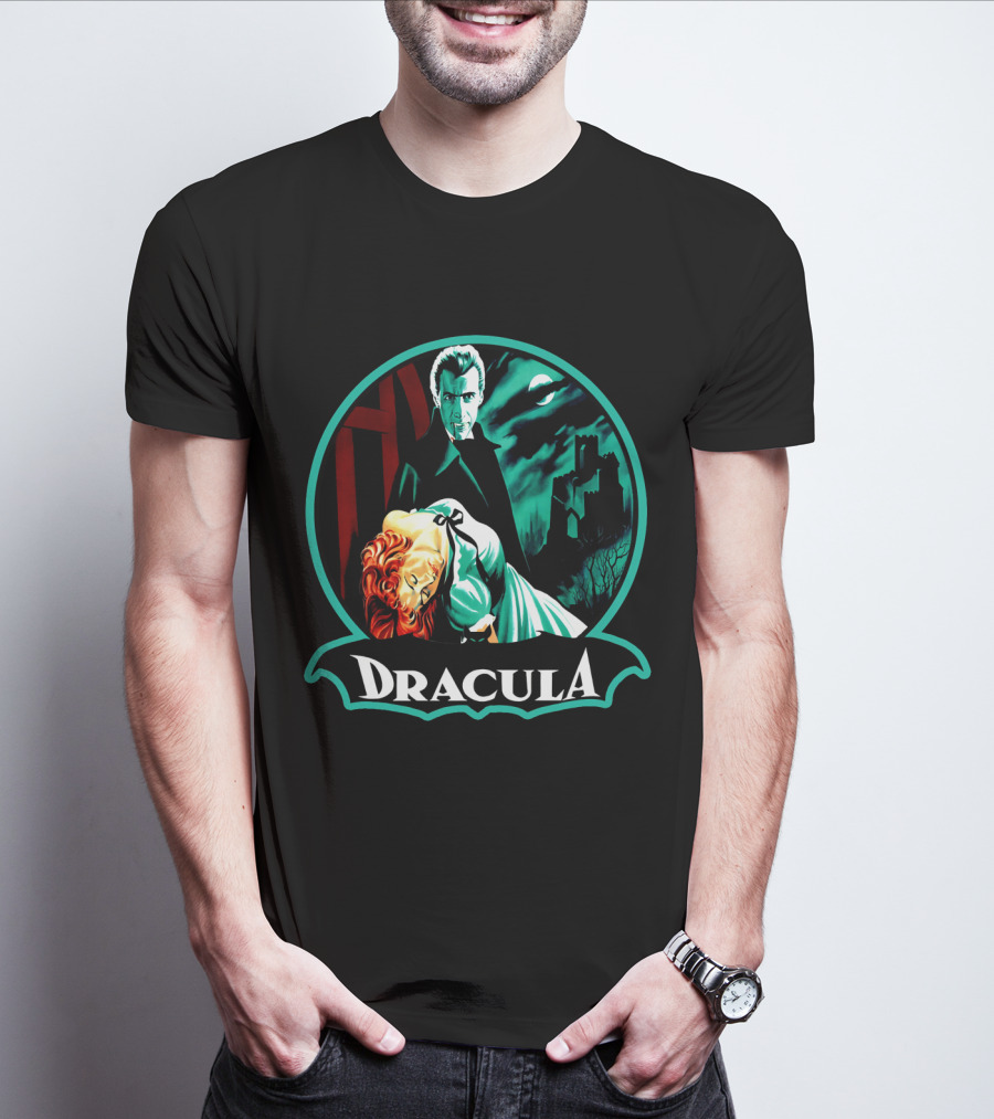 Dracula Bela Lugosi Vintage Horror Gothic Castle Dark Moonlit Night T-Shirt