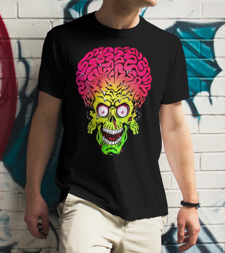 Mars Attacks Alien Brain Zombie Head T-Shirt
