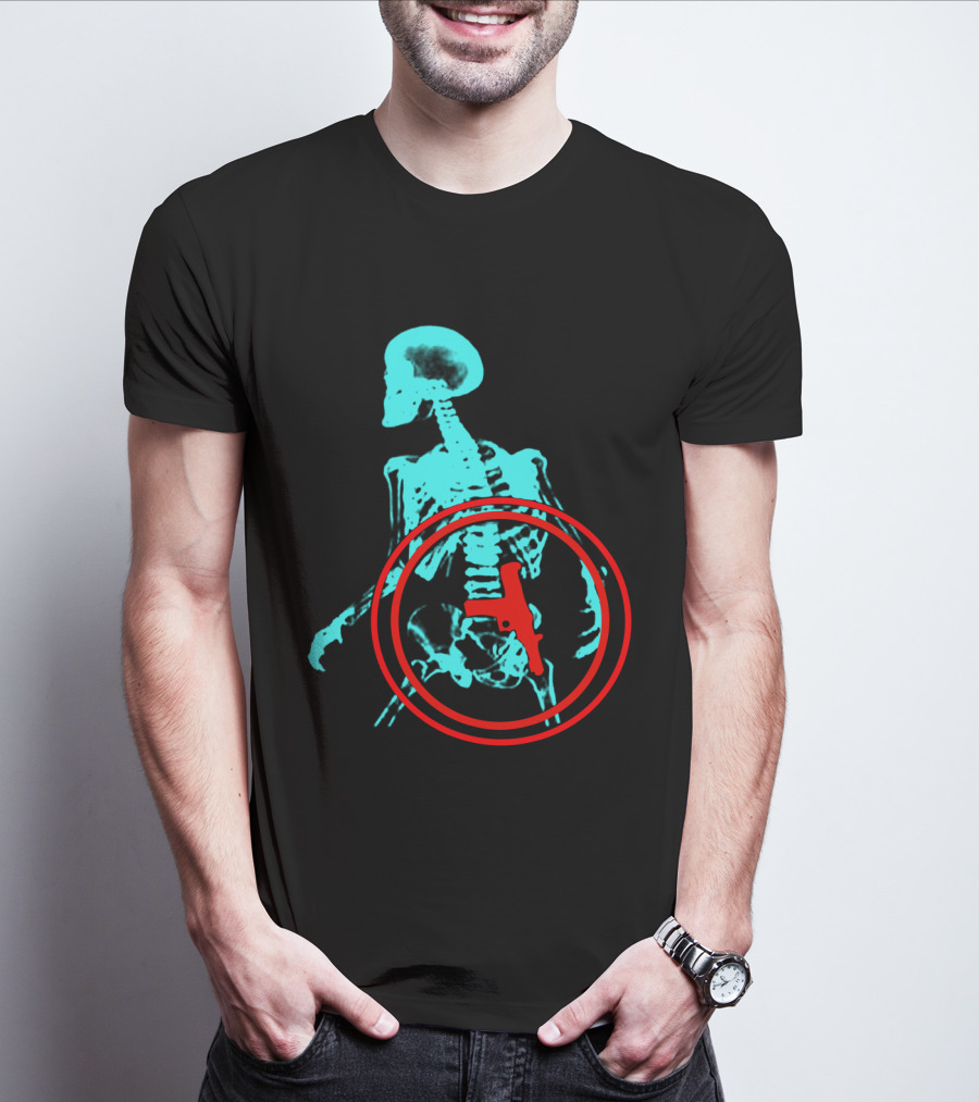 Total Recall X-Ray Skeleton With Gun T-Shirt