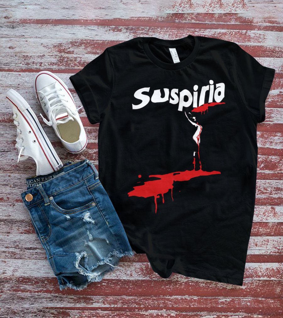 Suspiria 1977 Horror Film Logo With Red Blood And Dancing T-Shirt